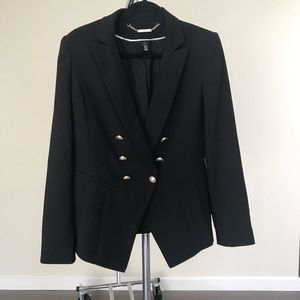 Double-breasted White | Black Blazer